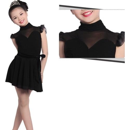 Girls Dance Dresses Child Dance Costume Salsa Tango Dress Mesh Sexy Dress For Ballroom Dance