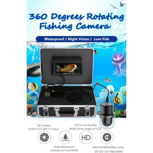 9 Inch 20m 50m 100m Underwater Fishing Camera Fish Finder with IP68 Waterproof 20 LEDs 360 Degree Rotating Viewing for Fishing