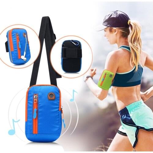 POOLOOS Men Mini Cross Body Bag Outdoor Sport Luminous Running Arm Bag Waterproof One Shoulder Bag Small Multifunctional Bag