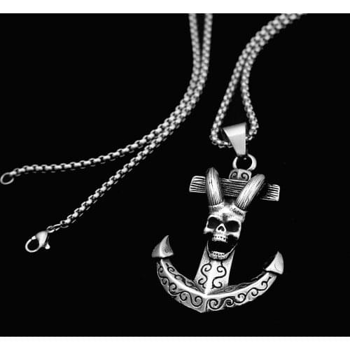 Various styles popular pendant necklace jewelry anchor anchor moon skull cracked eye question mark rose flower gift for men