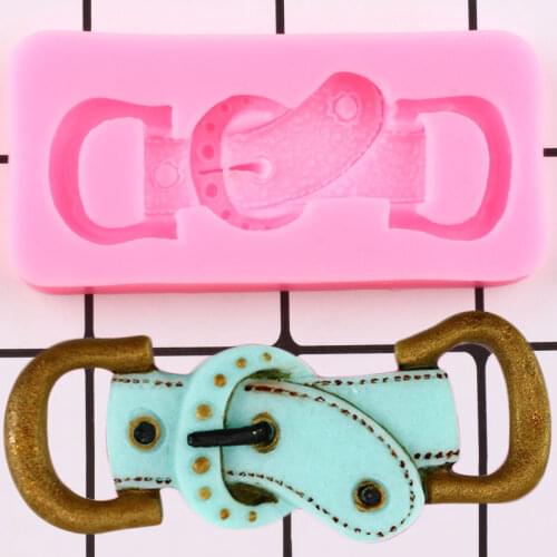 Strap Belt Buckle Cake Border Silicone Molds Cupcake Topper DIY Fondant Cake Decorating Tools Candy Clay Chocolate Baking Moulds