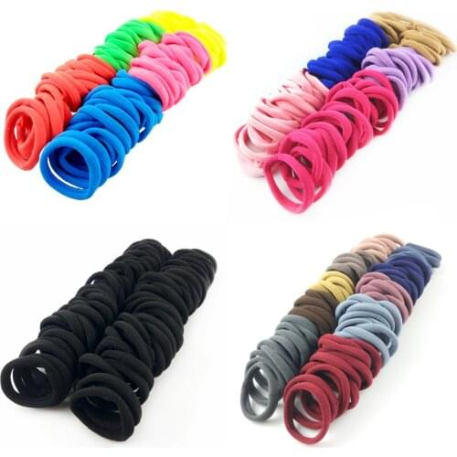 50pcs Elastic Hair Accessories For Women Kids Black Pink Blue Rubber Band Ponytail Holder Gum For Hair Ties Scrunchies Hairband