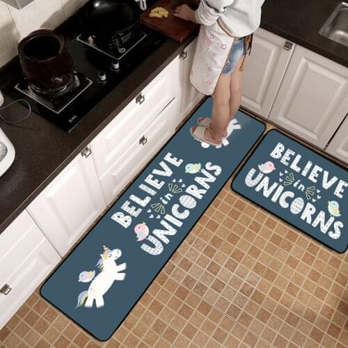 Lovely Cartoon Fly Unicorn Navy Blue Printing Kitchen Carpets Rugs Non-slip Door Mat Bedroom Bedside vloerkleed dywanik Dropship