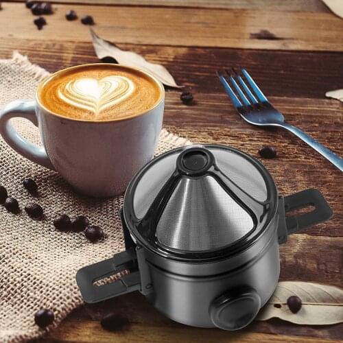2pcs Foldable Coffee Filter Stainless Steel Drip Coffee Tea Holder Easy Clean Reusable Paperless Pour Over Coffee Dripper