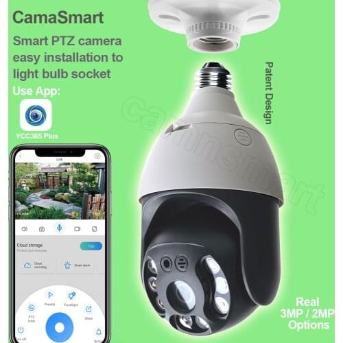 E27 Bulb Connector Wifi Camera PTZ for Home Security Used in Outdoor or Indoor Easy Install
