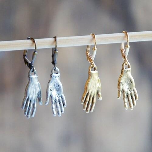 Unique Hand Shaped Dangle Earrings for Women Bohemian Vintage Plam Hook Earrings Quality Earrings