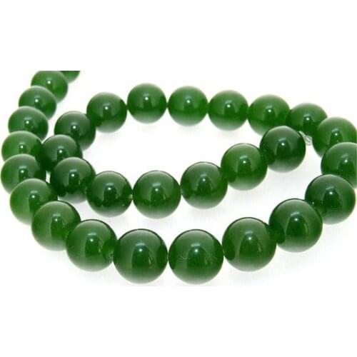 Unique Pearls jewellery Store 12mm Olive Jade Round Gemstone Loose Beads One Full Strand 15 inches LC3-0263