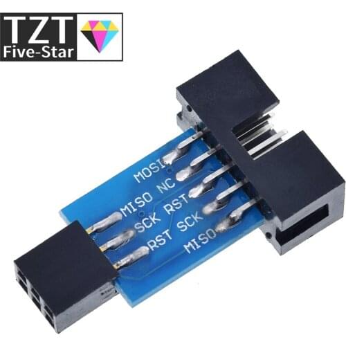 TZT 10 Pin to 6 Pin Adapter Board for AVRISP MKII USBASP STK500 High Quality