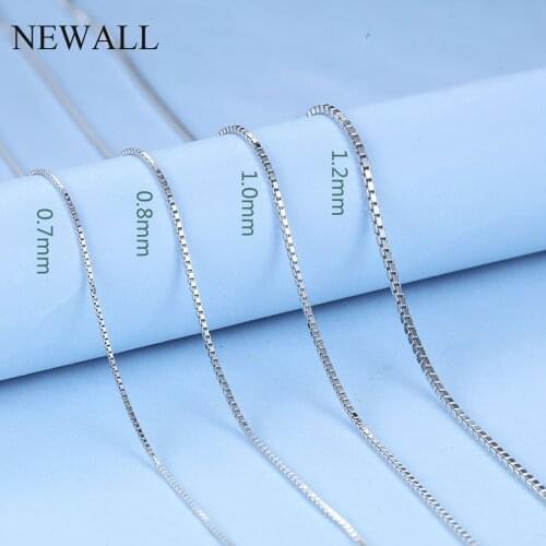 1.2/1.5mm Stainless Steel Silver Plated Box Chain Necklace 47CM+4cm Extend Link Womens Female Jewelry Wholesale Dropshipping