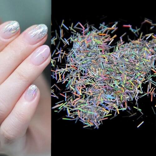 1box Colorful Stripe White AB Glitter Paillette Stripe Flakes Manicure Nail Art Decoration Holographic Stripe Shape Nail Sequins