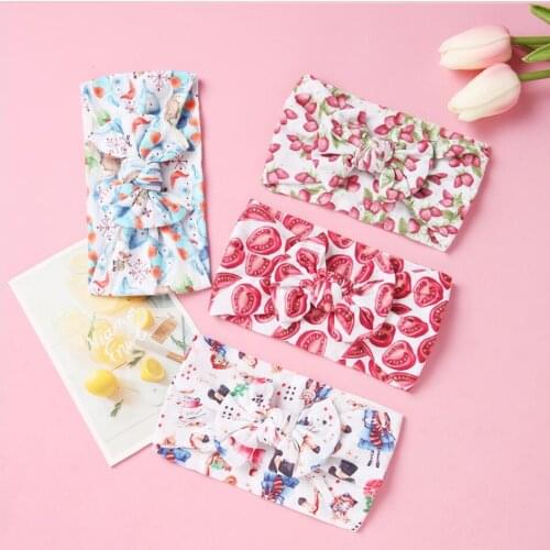 25 Colors Baby Newborn Kids Print Knot Bows NylonHeadband Leopard Bow Headwraps Children Girls HairAccessories Turban Hair bands