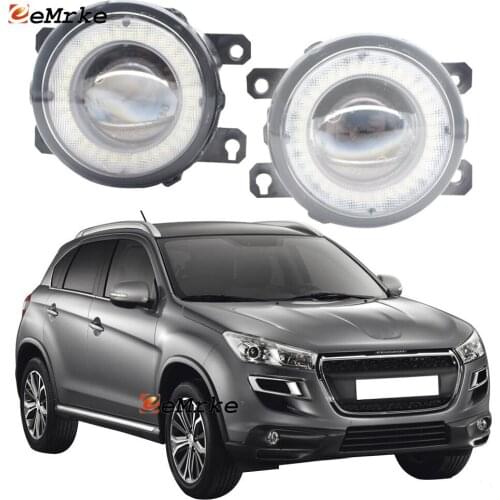 2x Car Projection Lens LED Fog Lights Angel Eye DRL Daytime Running Light Lamp for Peugeot 4008 2012 2013 2014 2015 2016