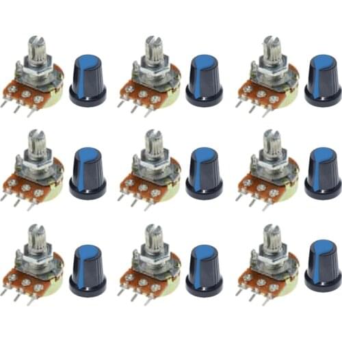 9PCS Potentiometer WTH148 Kit Assorted Pack Set B1K 2K 5K 10K 20K 50K 100K 500K 1M 15mm 3Pin