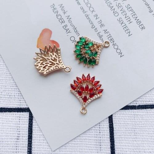 DIY jewelry accessories wholesale micro-inlay color retention retro palace wind apricot leaf earrings pendant accessories 1PCS