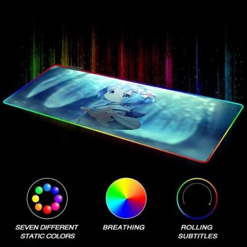Anime Girl Mouse Pad Game Player RGB Large Computer Desk Mouse Mat Led Backlit Keyboard Keyboard Pad Game Accessories Mousepad L