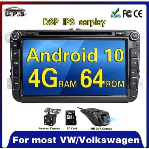 4G+64G 2 Din Android 10 Car Radio For VW/Volkswagen/Skoda/Seat/Passat b7/POLO/GOLF 5 6 Auto Multimedia Player DVD GPS WIFI 4G