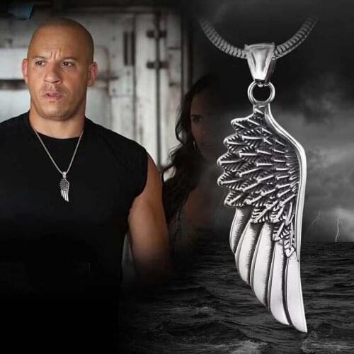 Personality Retro Feather Necklaces Pendant for Men Boy Gothic Angel Wings Long Chain Link Necklaces Punk Male Jewelry Gift