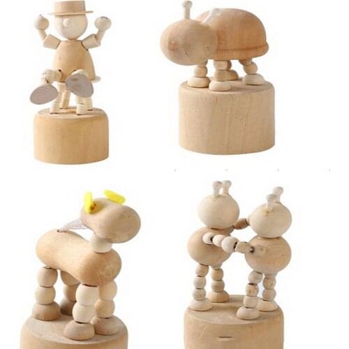 Family animals white embryo ornaments cartoon children creative DIY wooden crafts figurines tabletop table ornaments carving mod