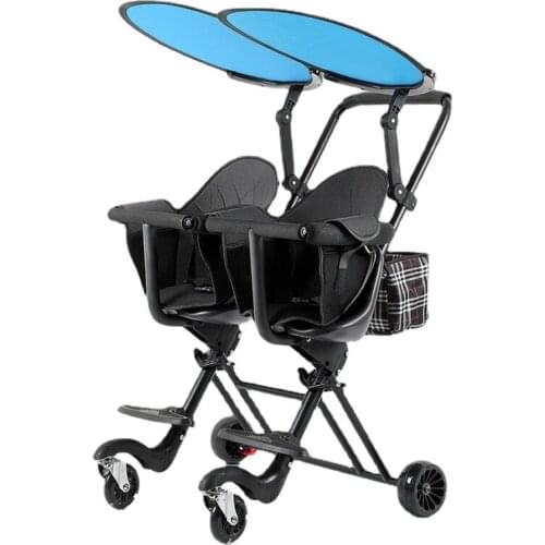 Twins Stroller Baby Pushchair Baby Stroller Tricycle for Kids 1 To 5 Years Portable Foldable Baby Walking Car Double Stroller