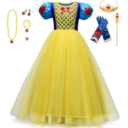 Girls Snow White Dress Kid Birthday Evening Party Cosplay Fancy Princess Costume Children Halloween Christmas Ball Gown Vestidos