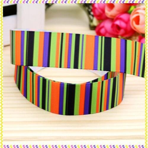 DHK 7/8'' 5yards halloween chevron printed grosgrain ribbon headwear hair bow diy party decoration OEM Wholesale 22mm C909