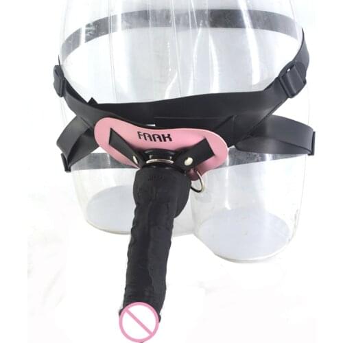 FAAK strapon dildo suction huge realistic dildo silicone leather belt sex products harness penis wearing on pants lesbian toys
