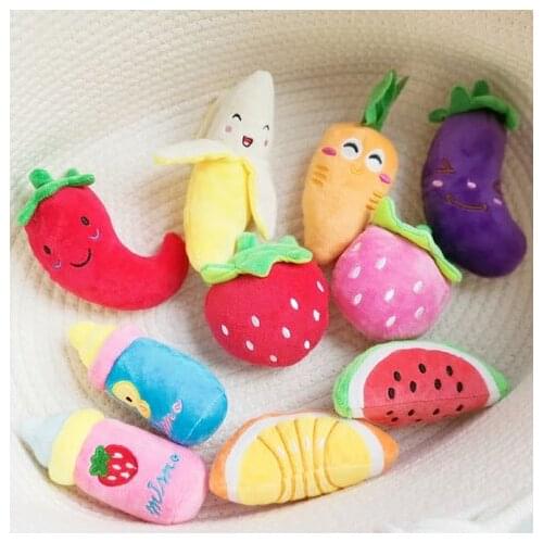 Fruit 4 Chew Play Toys Cute Pet Squeaky Puppy Chew Squeaker Quack Sound Doll Toy Creative Simulation Donut Pet Supplies Dog Toys