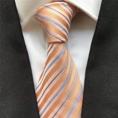 10 cm Width Classic Mens Ties Jacquard Woven Neck Tie Gravatas Orange Striped Neckties to Match Shirts
