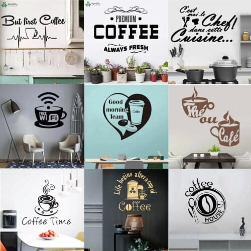 Coffee Wall Decal Life Begins after Cup Coffee Beans Murals Relax Food Drinking Restaurant Cafe Kitchen Hous Home Décor HY9980