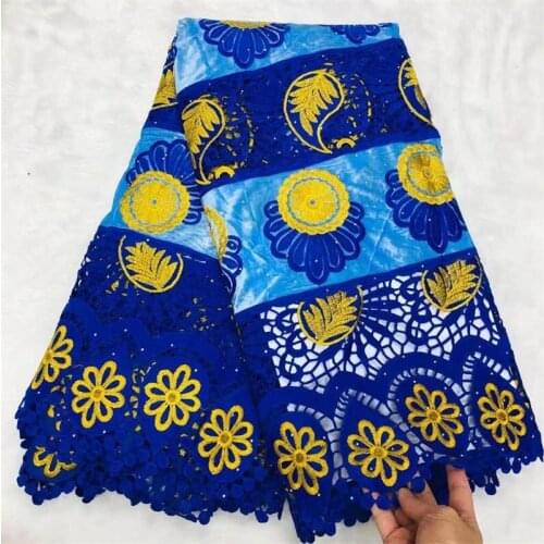 Royal Blue Luxury African Nigerian High Quality Embroidered Tulle French Lace Fabricr Lace Fabric For Women Party Dress! XM9921
