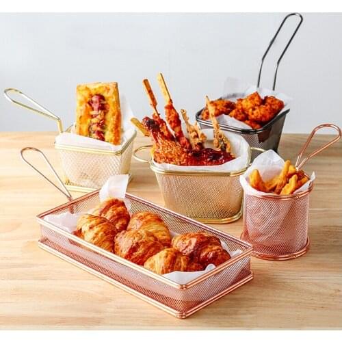 Creative tableware 304 stainless steel fried chicken snack basket French fries mini food chip bowl dish plate net 2pcs