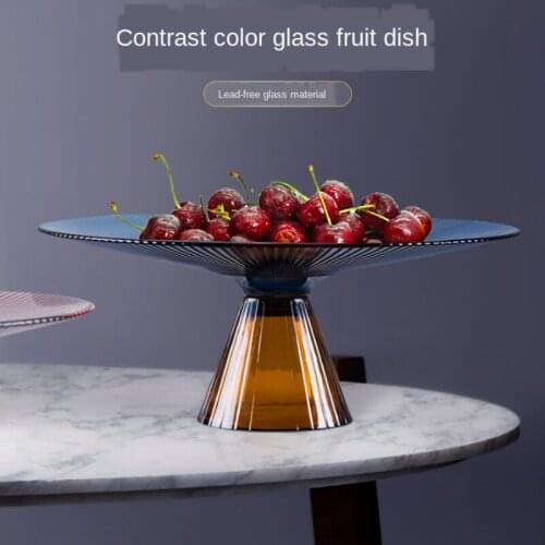 Creative Luxury Fruit Plate European Style Living Room Tea Table Simple Glass Tray Household Geometric Fruit Tray Ornaments