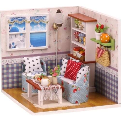 Furniture 3D Wooden DIY Doll House Miniature Dolls Houses Kits Box Puzzle Assemble Dollhouse Birthday Gift M004