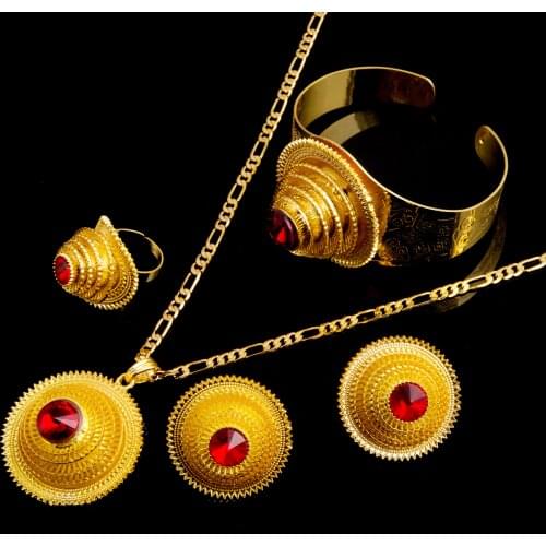 Ethiopian Trendy Gold Color Sets Nigeria Eritrea Kenya Habesha Style Women Jewelry Sets