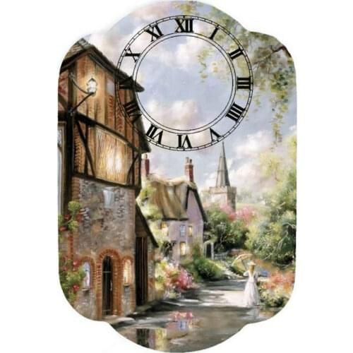 New Wall Clock Diamond Painting Landscape Pattern Square & Round 3D Diamond Embroidered Crystal 5D Mosaic Art Wall Clock hot