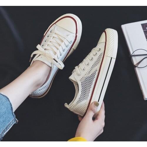 Summer Autumn New Style Women Vulcanized Shoes Sneakers Ladies Lace-up Casual Mesh Shoes Breathable Walking Canvas Shoes K1-84