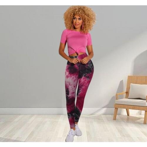 2021 New Tie-Dye Slim-Fit Hip Trousers Sexy High-Waist Breathable Sports Yoga Pants