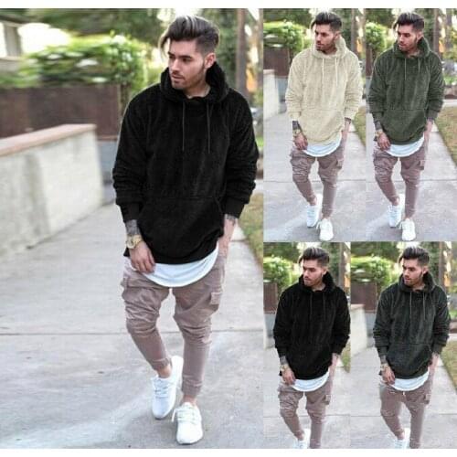 Kalenmos Spring New Solid Color Sweatshirts Mens Long-sleeved Pullover Hooded Casual Loose Streetwear Mens Plush Hoodies