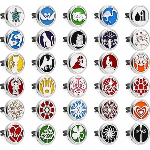 30mm Car Essential Oil Diffuser locket Car vent clips Perfume Locket Car diffuser Locket Free 10Pads
