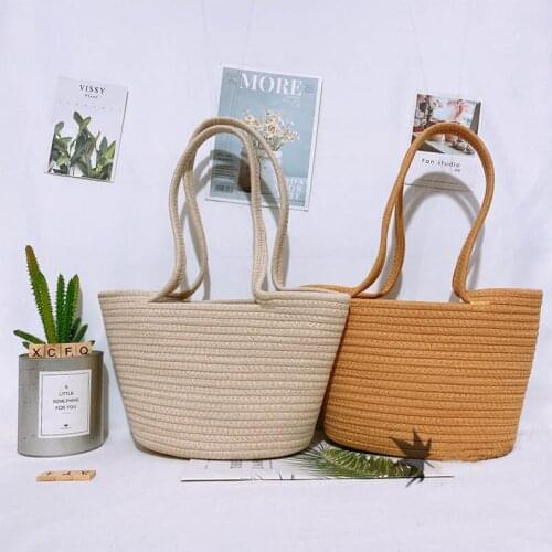 Bohemian Beach Rattan Bucket Bag Female 2021 Summer New Brand Travel Straw Bag Daily Use Totes Women Handbags Weaving Wicker Bag