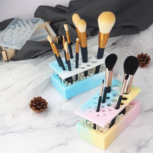 Resin Handmade Makeup Box Brush Silicone Mirror Mold Crystal Container Mold Art Supplies DIY Resin Jewelry Making Casting Molds