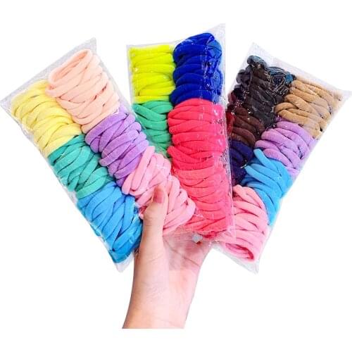 50pcs/100pcs Colorful Hair Ties Seamless Cotton Hair Bands Soft Girls Ponytail Holders Elastic Hair Ropes Fashion Hair Accessory