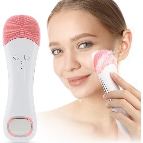 Silicone Face Cleansing Brush Electric Facial Cleanser Sonic Facial Cleansing Brush Heating Skin Care Tools Washing Massager