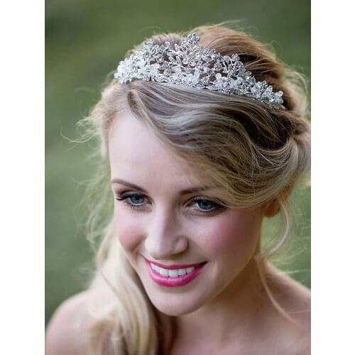 Fairytale Rhinestone Princess Crown Wedding Tiara Party Hats Pageant Hair Jewelry, Silver+Clear