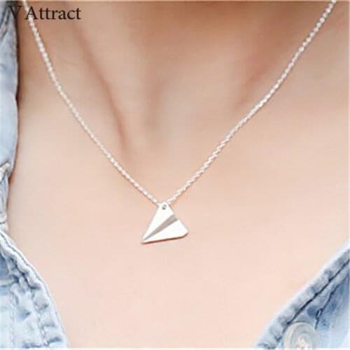 V Attract Colgantes Mujer Moda Gothic Jewelry Paper Crane Choker Necklace Stainless Steel Chain Gold Bijoux Femme