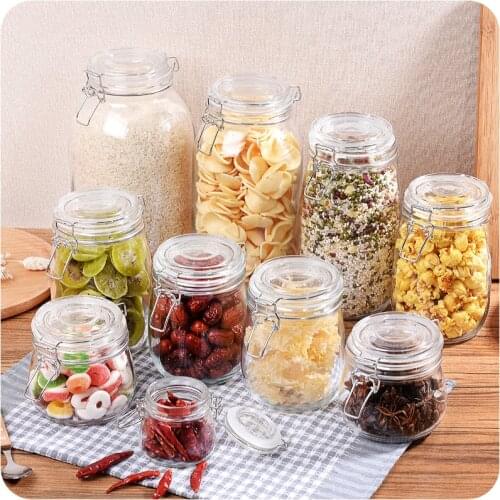[Video]RSCHEF 1 piece glass storage bottles jars with lid large capacity honey candy jar kitchen container sealed with cover