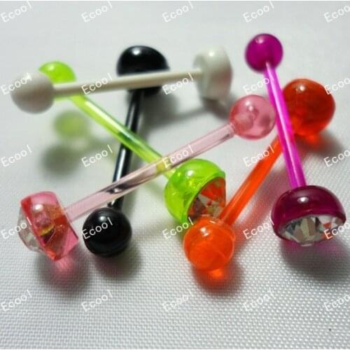 Whole 25pcs Lot Body Jewelry Bulk Lots Piercing Crystal Tongue Navel Rings Bar Barbell LR325 free shipping