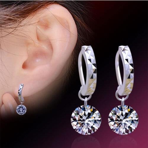 ANENJERY 925 Sterling Silver Zircon Pendant Drop Earrings For Women brincos Boucle d'oreille oorbellen S-E29