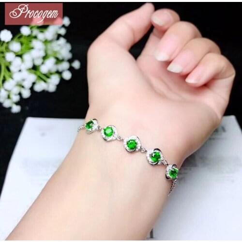 Natural Diopside Tennis Chian Bracelets for Women Accessories 4x4mmx5pcs Genuine Gemstone 925 Sterling silver Free shipping #139