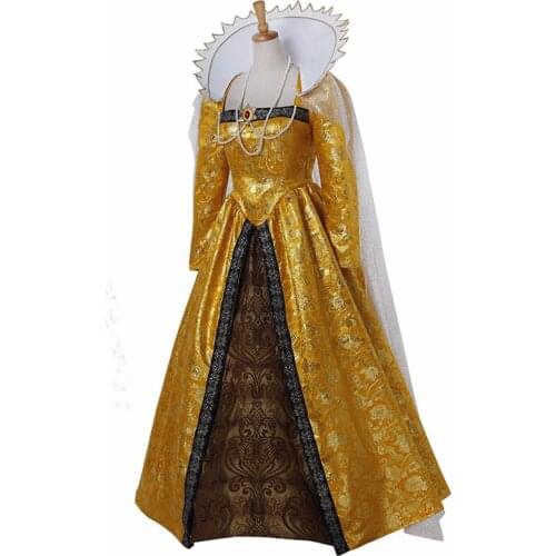 Custom Made Queen Elizabeth Cosplay Costume Dress Adult Women Wedding Dress Carnival Halloween Costume D0331